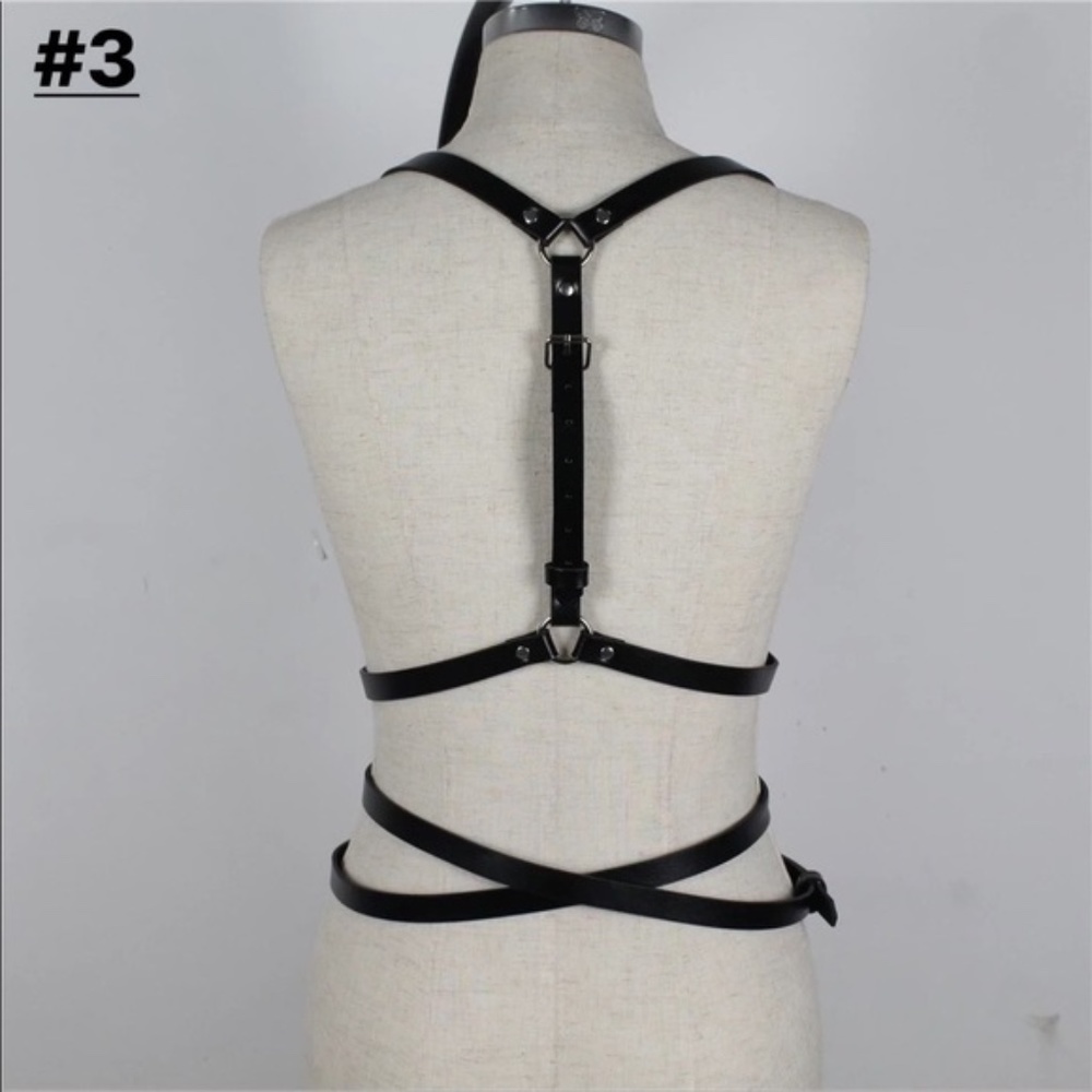 Harness Women Men Suspender Chest Belt PU Leather - Picture 5 of 14